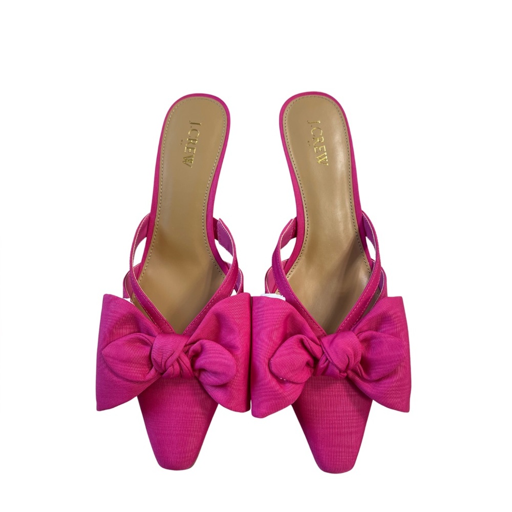 NWB J. Crew Snip Toe Sweet Fuchsia Bow Mules Size 9.5